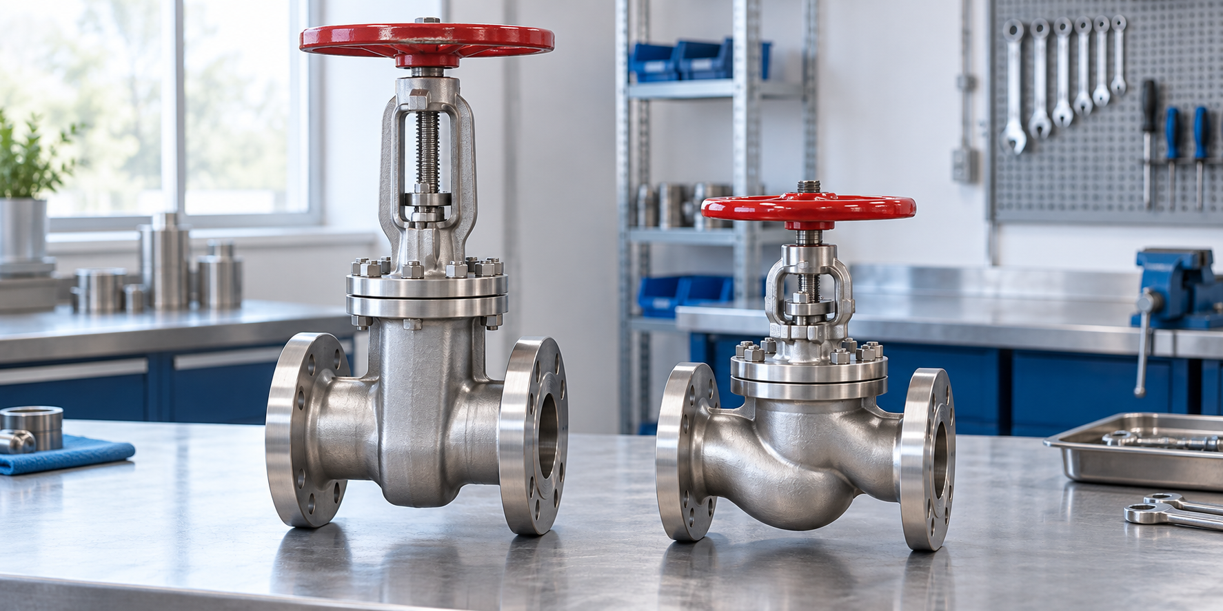 Distinguishing gate and globe valves (illustration)